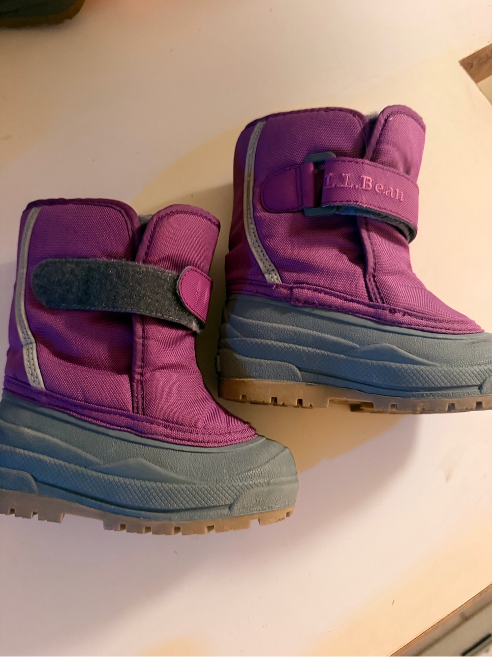 L.L. Bean Kids Purple and Gray Winter Rain Boots